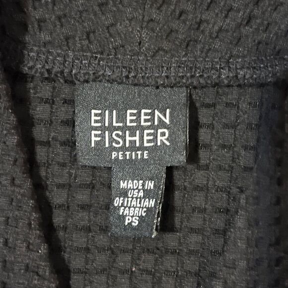 Eileen Fisher Black Waffle Knit Textured Jacket Womens Petite Small - Picture 4 of 7